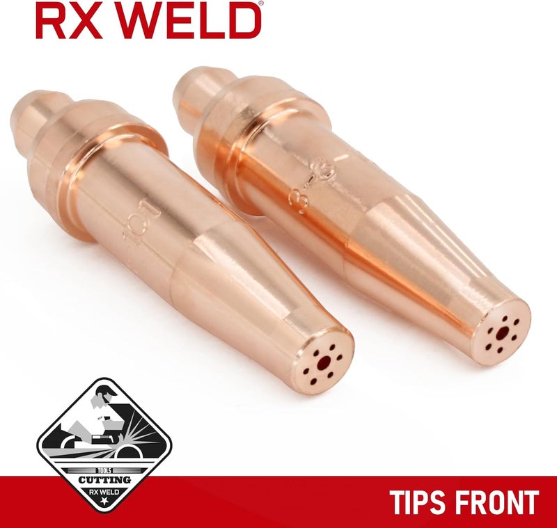 RX WELD 3-3-101 Acetylene Cutting Torch Tips, Fit V-Style Light/Medium Duty Torch - Pack of 2 (3-3-101) - Image 5